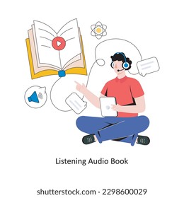 Ilustración vectorial de diseño de estilo plano de Audio Book. ilustración de stock