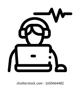 Vector de iconos de audio de escucha. Signo de audio de escucha de esquema. Ilustración de símbolo de contorno aislado