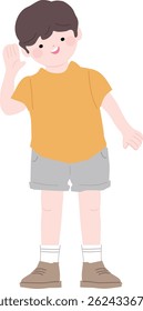  Listening Boy Character-Young girl kid character standing vector illustration