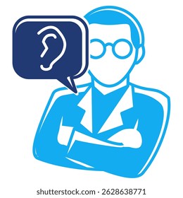 Listening Ear icon represented by Therapist, ear Dualtone style.