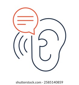 Listening – Ear Icon Representing the Active Process of Receiving, Interpreting, and Understanding Information in Effective Communication