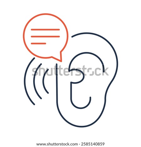 Listening – Ear Icon Representing the Active Process of Receiving, Interpreting, and Understanding Information in Effective Communication