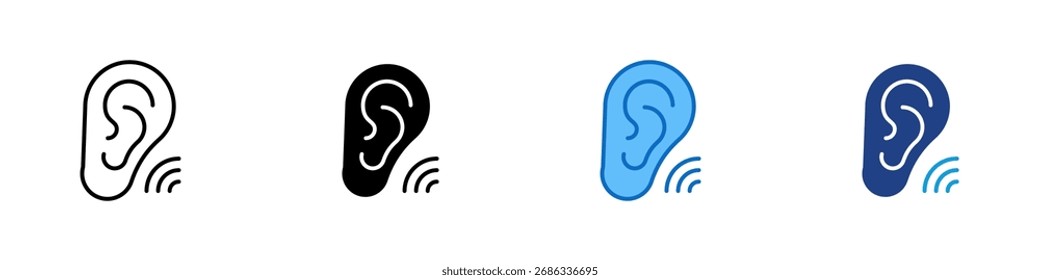 Ouvido de Escuta Ícone de Estilo Múltiplo Design Vetor - Ouvido humano simbolizando a escuta, audição, atenção ou comunicação