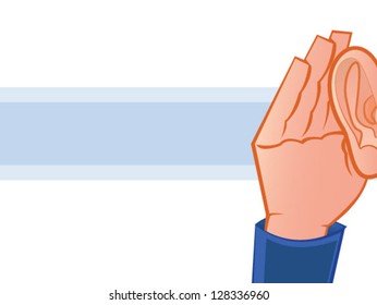 Listening With Hand To Ear Vector Illustration
