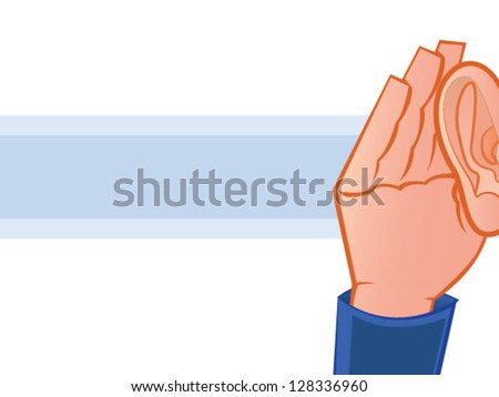 Listening with Hand to Ear Vector Illustration