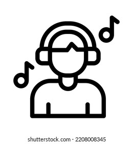 listening with headphone music line icon illustration vector graphic