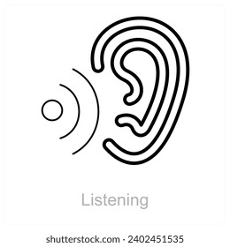 Concepto de iconos de escucha y escucha