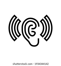 listening and hearing noise line icon vector. listening and hearing noise sign. isolated contour symbol black illustration