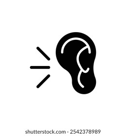 Listening icon Black and white outline vector