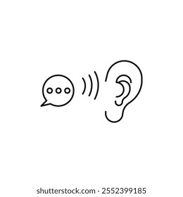 Signo de contorno de Vector blanco y negro del icono de escucha