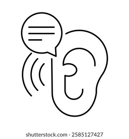 Listening icon. Ear Icon Representing the Active Process of Receiving, Interpreting, and Understanding Information in Effective Communication. Vector illustration.