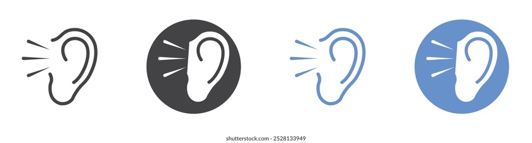 Listening icon Flat art in black and white isolated