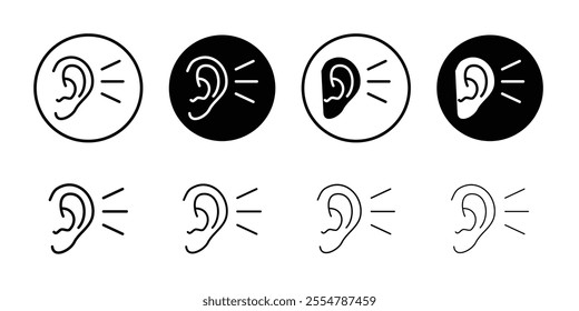 Listening icon Flat art in black and white isolated