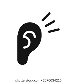 Listening icon Flat simple outline set