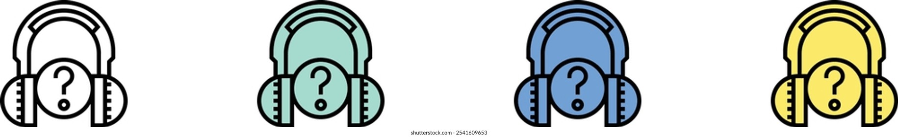 listening icon. Outline, Green, Blue and Yellow Style Design Isolated On White Background