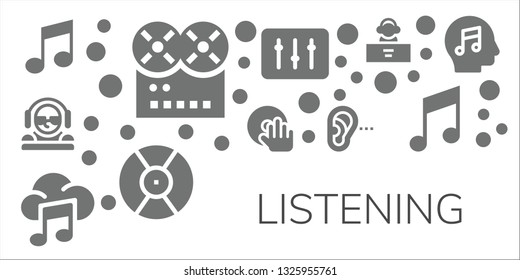 listening icon set. 11 filled listening icons.  Simple modern icons about  - Music, DJ, Listening