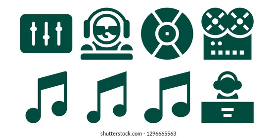  listening icon set. 8 filled listening icons. Simple modern icons about  - Music, DJ