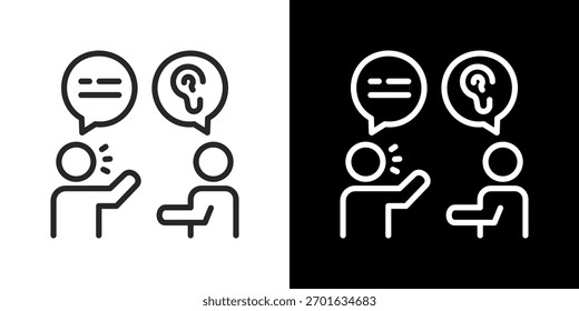 Listening Icon Set. Clean Line Design With Light And Dark Versions For Versatile Use.