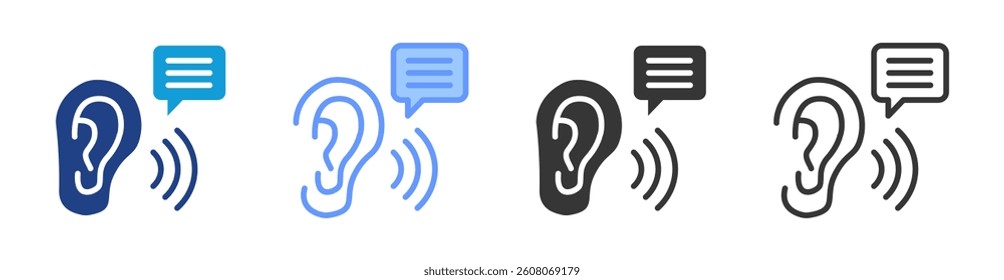 Listening icon set multiple style collection