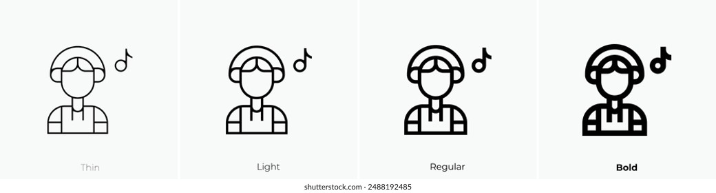 icono de escucha. Diseño de estilo fino, ligero, regular y audaz aislado sobre fondo blanco