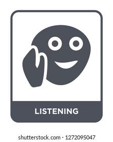 listening icon vector on white background, listening trendy filled icons from Emotions collection, listening simple element illustration