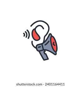 Icono de escucha. vector.Curso editable.Signo de estilo lineal para uso de diseño web,logotipo.Ilustración de símbolo.