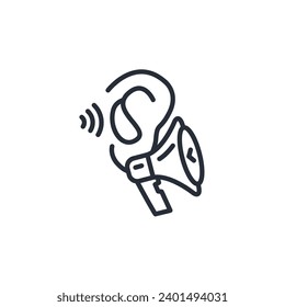 Icono de escucha. vector.Curso editable.Signo de estilo lineal para uso de diseño web,logotipo.Ilustración de símbolo.