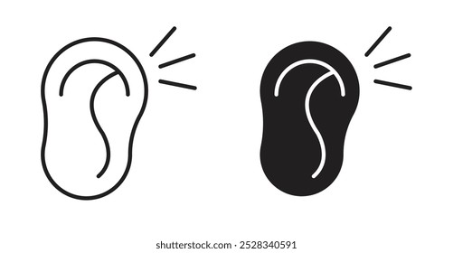 Listening icons. Vector set in filled and line style.