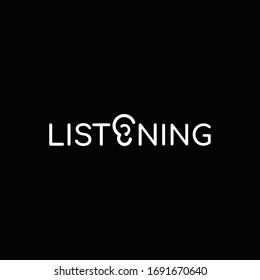 listening letter logo design unique