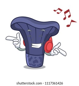 Listening music actarius indigo mushroom mascot cartoon
