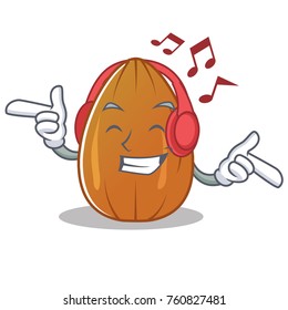 Listening music almond nut character cartoon