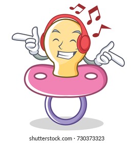 Listening music baby pacifier character cartoon