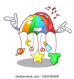 Listening music baby sleeping with cartoon hanging toys