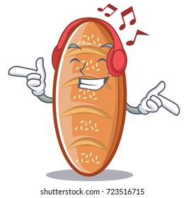 Listening music baked bread character cartoon