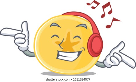 Listening music banana chips mascot cartoon character design