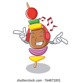 Listening music barbecue character cartoon style