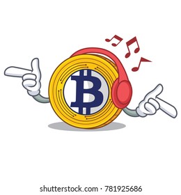 Listening music Bitcoin Gold character cartoon