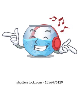 Listening music bowl aquarium in the character shape