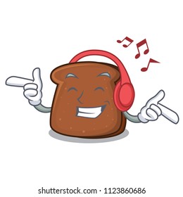 Listening music brown bread mascot cartoon