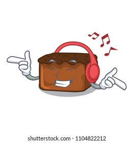 Listening music brownies mascot cartoon style