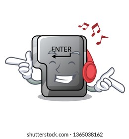 Listening music button enter isolated in the cartoon