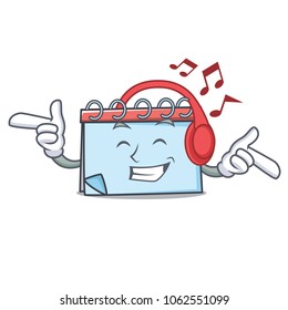 Listening music calendar mascot cartoon style