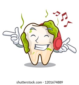 Listening music cartoon decayed tooth before restorative treatment