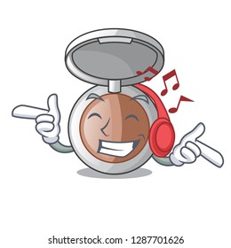 Listening music cartoon powder above the dressing table