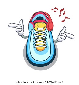 Listening music cartoon sneaker with rubber toe