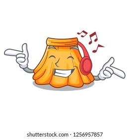 Listening music cartoon summer female in a skirt.