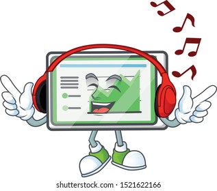 Listening music up chart horizontal table shape character.