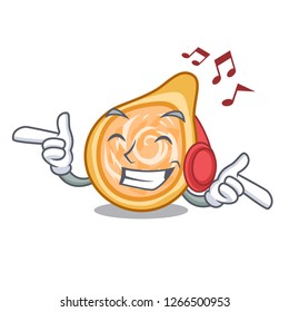 Listening music chicken coxinha isolated on a mascot