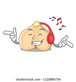 Listening music chickpeas mascot cartoon style