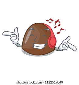 Listening music chocolate candies mascot cartoon